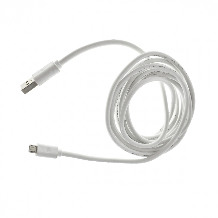 Cablu USB 2.0 tata la microUSB 2.0 tata, XXL, lungime 280 cm, invelis plastic, alb [2]