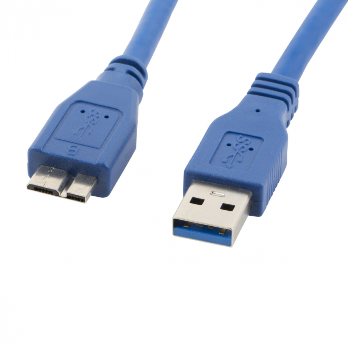 Cablu USB 3.0 tata la Micro USB 3.0 tip B tata, Lanberg 41383, 5Gb/s, lungime 1.8 m, albastru [2]