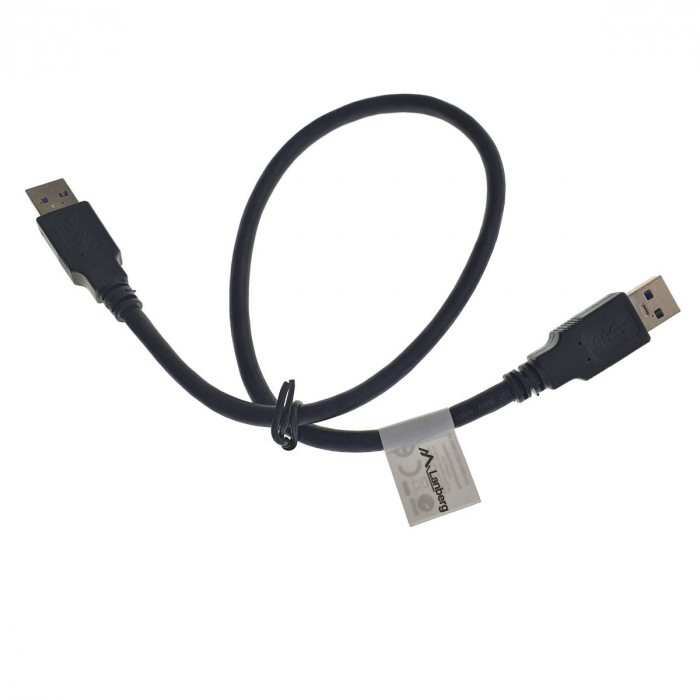 Cablu USB 3.0 tata la USB 3.0 tata, Lanberg 42777, lungime 50 cm, negru [5]
