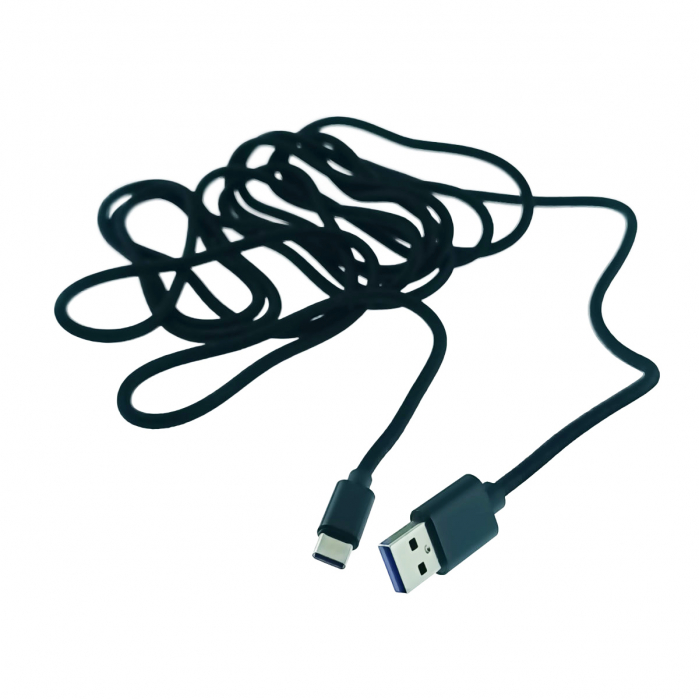 Cablu USB la USB tip C, 3 metri lungime, compatibil FastCharge, QuickCharge, SuperCharge si PD, invelis nailon impletit, negru [2]