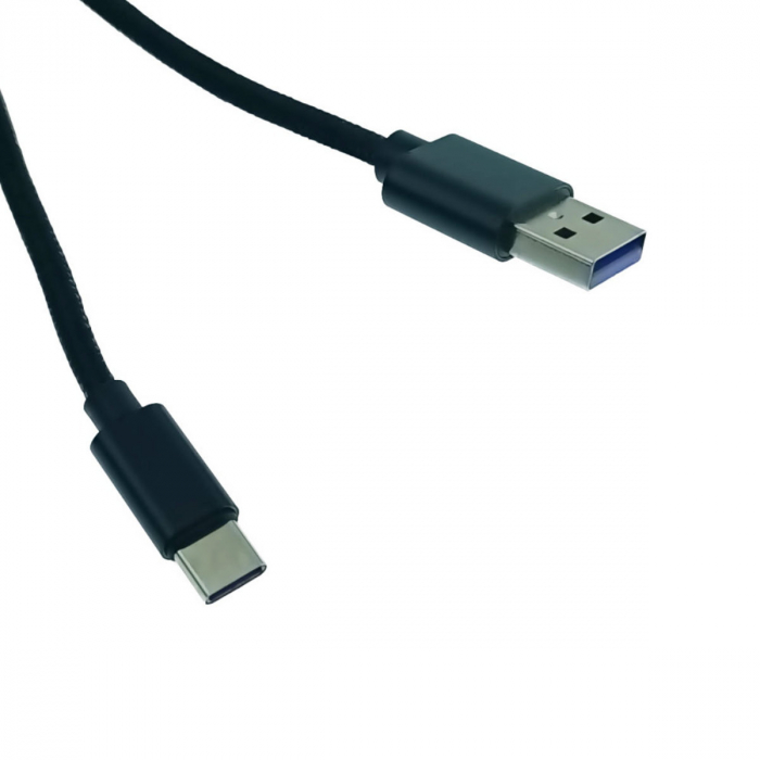 Cablu USB la USB tip C, 3 metri lungime, compatibil FastCharge, QuickCharge, SuperCharge si PD, invelis nailon impletit, negru [1]