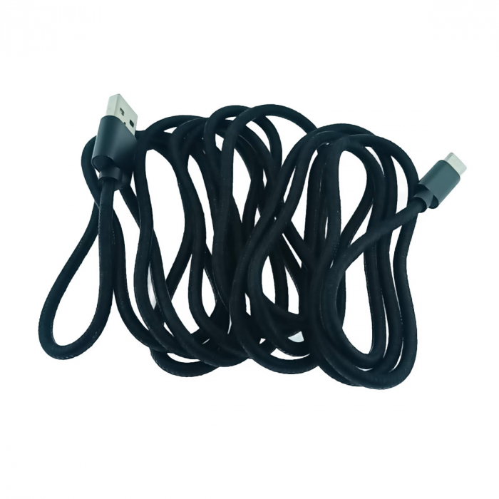 Cablu USB la USB tip C, 3 metri lungime, compatibil FastCharge, QuickCharge, SuperCharge si PD, invelis nailon impletit, negru [5]