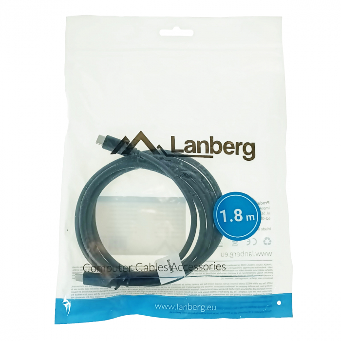 Cablu USB-C 3.1 gen.2 tata-tata, Lanberg 43693, Quick Charge 4.0, Power Delivery 3.0, 10GB/S, PD 100W, 180cm, negru [4]