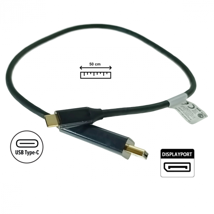 Cablu USB-C la DisplayPort, 0.5m, tata-tata, Lanberg 43679, HDR, DPCP 1.0, 4K-60Hz, negru [4]