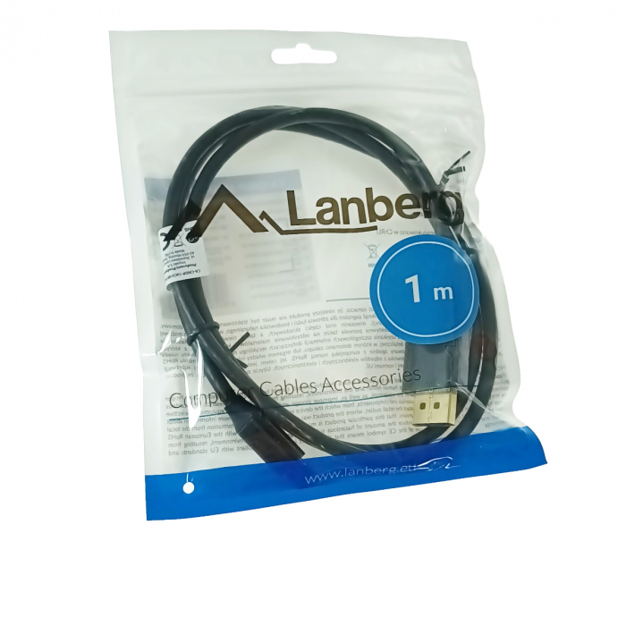 Cablu USB-C la DisplayPort, 1m, tata-tata, Lanberg 43679, HDR, DPCP 1.0, 4K-60Hz, negru [6]