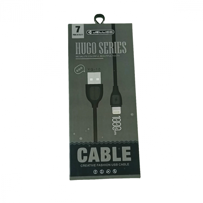Cablu USB cu conector compatibil tip lightning, Jellico YG-10, 3.1A, lungime 100 cm, in blister, negru [3]