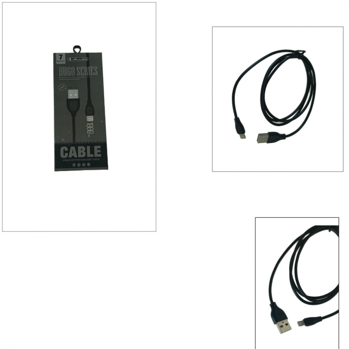 Cablu USB cu conector compatibil tip lightning, Jellico YG-10, 3.1A, lungime 100 cm, in blister, negru [4]