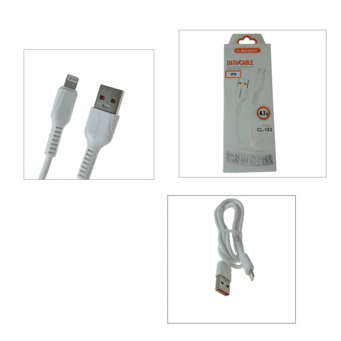 Cablu USB cu conector compatibil tip lightning, X-Scoot CL-133, lungime 100 cm, in blister, alb [5]