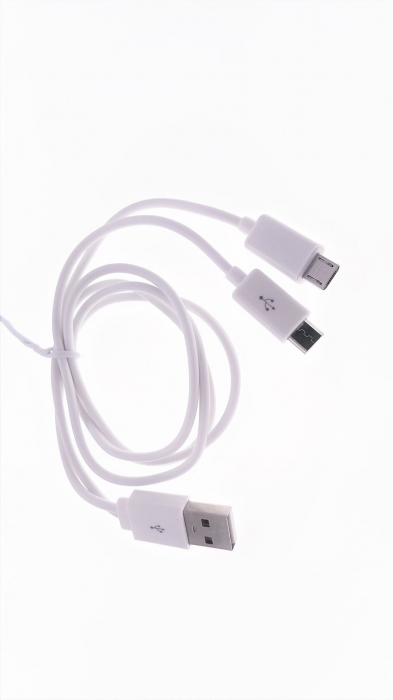 Cablu USB la 2 x microUSB, alb - HYB-7063 [3]