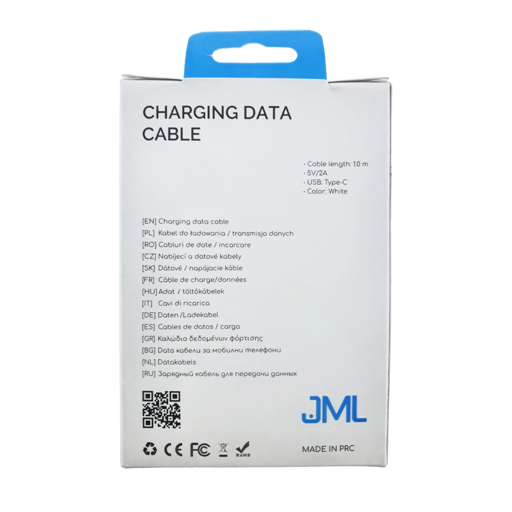 Cablu USB la USB-C, 1m, 2A, pentru Incarcare si Transfer Date, Alb JML-25949 [5]