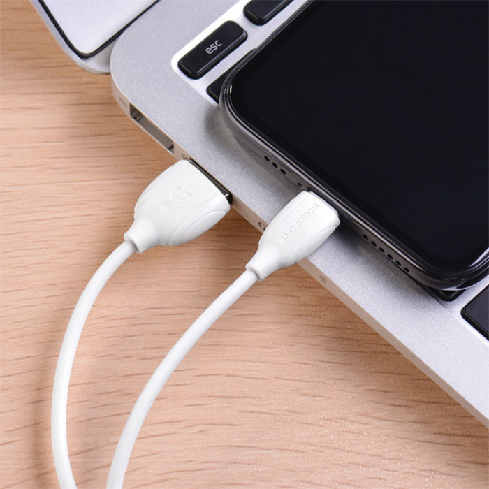Cablu USB tata si conector compatibil lightning tata, Borofone BX19 Benefit, lungime 1m, alb [3]