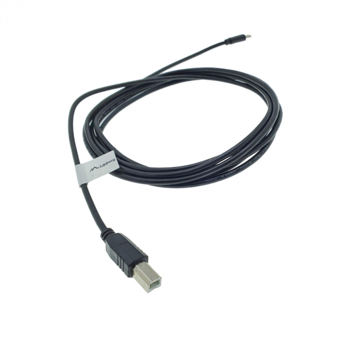 Cablu USB tip C imprimanta USB 2.0, 3 m, Lanberg 42978, USB B la USB-C, negru [2]