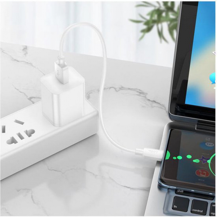 Cablu USB Tip C tata la conector tip lightning, HOCO X96, PD 20W, lungime 25 cm, Alb [5]