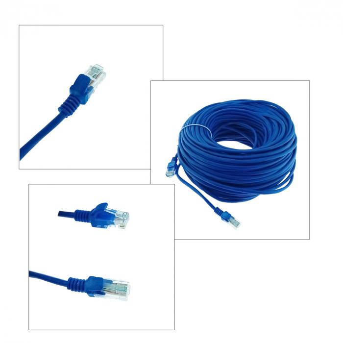 Cablu UTP cat.5, mufat 2xRJ45, lungime 50m, AWG 26, 100 MHz, de legatura retea, ethernet, albastru [3]