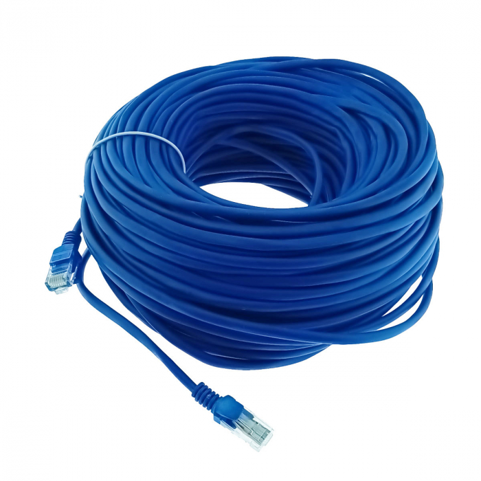 Cablu UTP cat.5, mufat 2xRJ45, lungime 50m, AWG 26, 100 MHz, de legatura retea, ethernet, albastru [2]