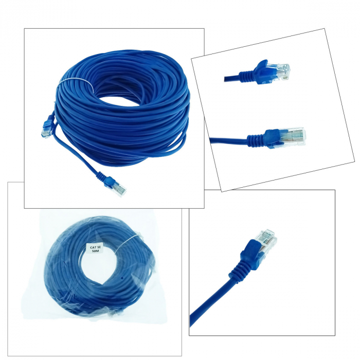 Cablu UTP cat.5, mufat 2xRJ45, lungime 50m, AWG 26, 100 MHz, de legatura retea, ethernet, albastru [5]