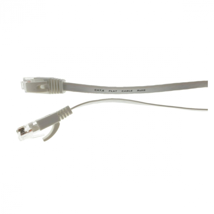 Cablu UTP cat.6, mufat 2xRJ45, lungime 10m, plat, de legatura retea, ethernet, alb [3]