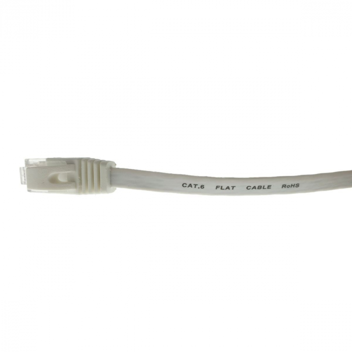 Cablu UTP cat.6, mufat 2xRJ45, lungime 10m, plat, de legatura retea, ethernet, alb [5]