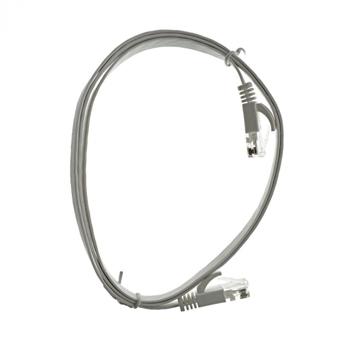 Cablu UTP cat.6, mufat 2xRJ45, lungime 1m, plat, de legatura retea, ethernet, alb [5]