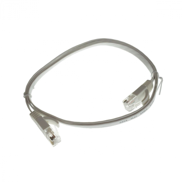 Cablu UTP cat.6, mufat 2xRJ45, lungime 1m, plat, de legatura retea, ethernet, alb [2]
