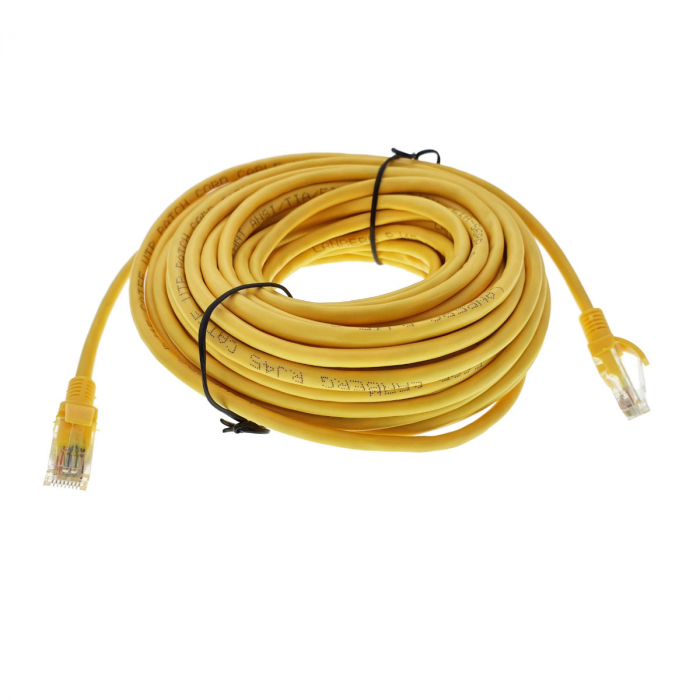 Cablu UTP, Lanberg 40468, cat 5e, lungime 15m, mufat 2xRJ45 AWG 26, 100 MHz, de legatura retea, ethernet, galben [5]