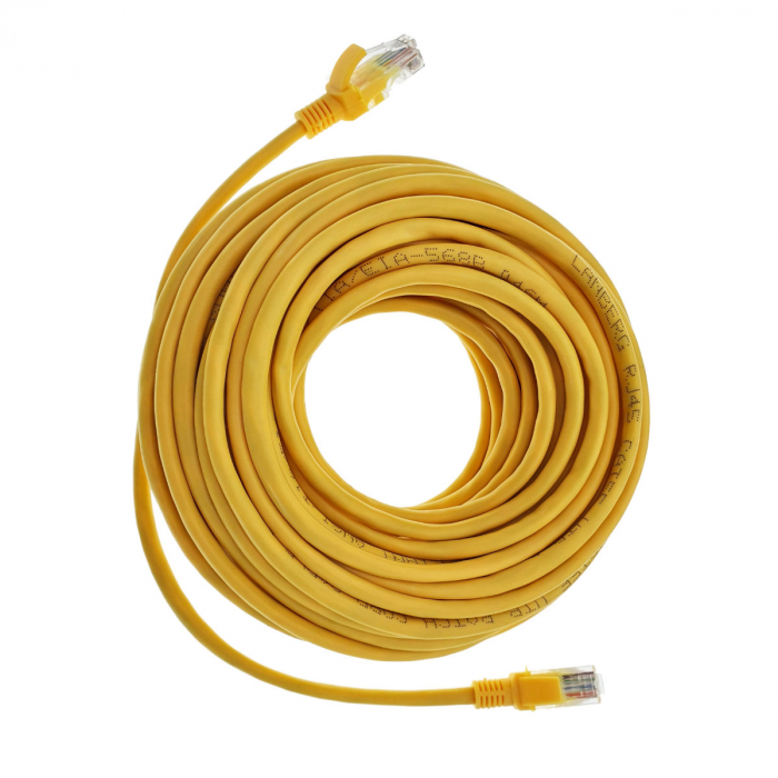 Cablu UTP, Lanberg 40468, cat 5e, lungime 15m, mufat 2xRJ45 AWG 26, 100 MHz, de legatura retea, ethernet, galben [2]