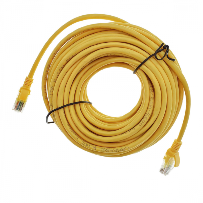 Cablu UTP, Lanberg 40468, cat 5e, lungime 15m, mufat 2xRJ45 AWG 26, 100 MHz, de legatura retea, ethernet, galben [4]
