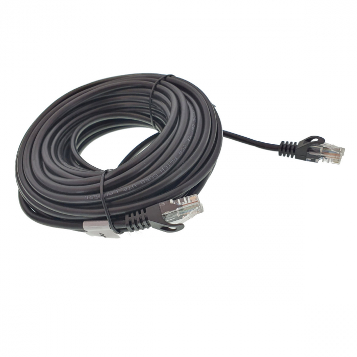 Cablu UTP, Lanberg 40676, cat 5e, lungime 15m, mufat 2xRJ45 AWG 26, 100 MHz, de legatura retea, ethernet, negru [2]