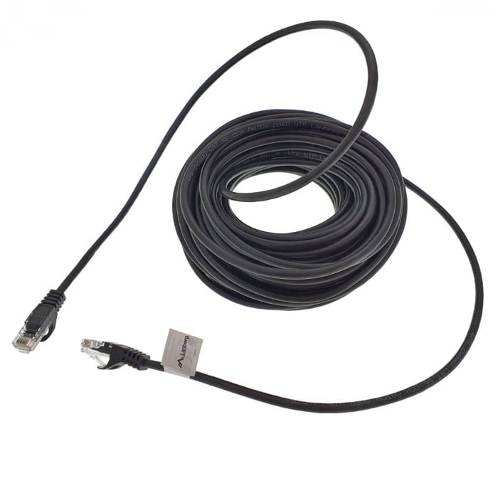 Cablu UTP, Lanberg 40677, cat 5e, mufat 2xRJ45, lungime 20m, AWG 26, 100 MHz, de legatura retea, ethernet, negru [2]