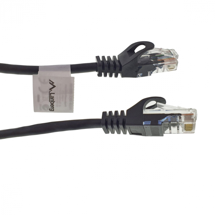Cablu UTP, Lanberg 40677, cat 5e, mufat 2xRJ45, lungime 20m, AWG 26, 100 MHz, de legatura retea, ethernet, negru [3]
