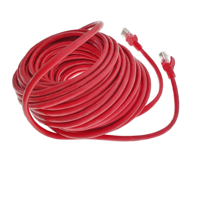 Cablu UTP, Lanberg 40686, cat 5e, mufat 2xRJ45, lungime 15m, AWG 26, 100 MHz, de legatura retea, ethernet, rosu [5]