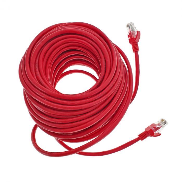 Cablu UTP, Lanberg 40686, cat 5e, mufat 2xRJ45, lungime 15m, AWG 26, 100 MHz, de legatura retea, ethernet, rosu [4]