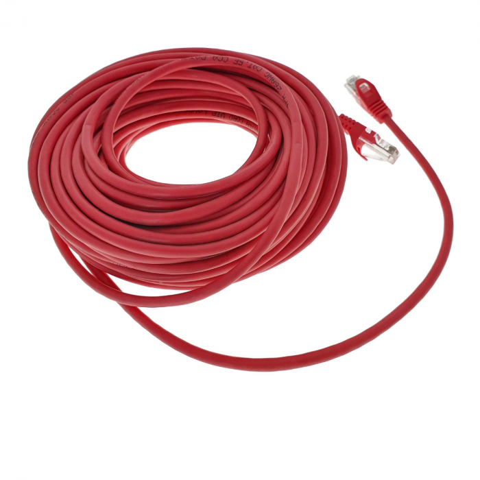 Cablu UTP, Lanberg 40687, cat 5e, mufat 2xRJ45, lungime 20m, AWG 26, 100 MHz, de legatura retea, ethernet, rosu [5]
