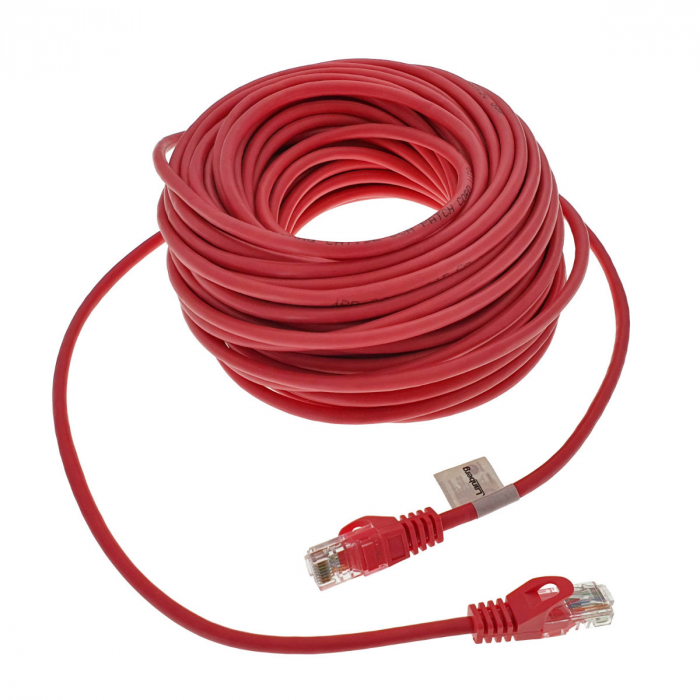 Cablu UTP, Lanberg 40687, cat 5e, mufat 2xRJ45, lungime 20m, AWG 26, 100 MHz, de legatura retea, ethernet, rosu [2]