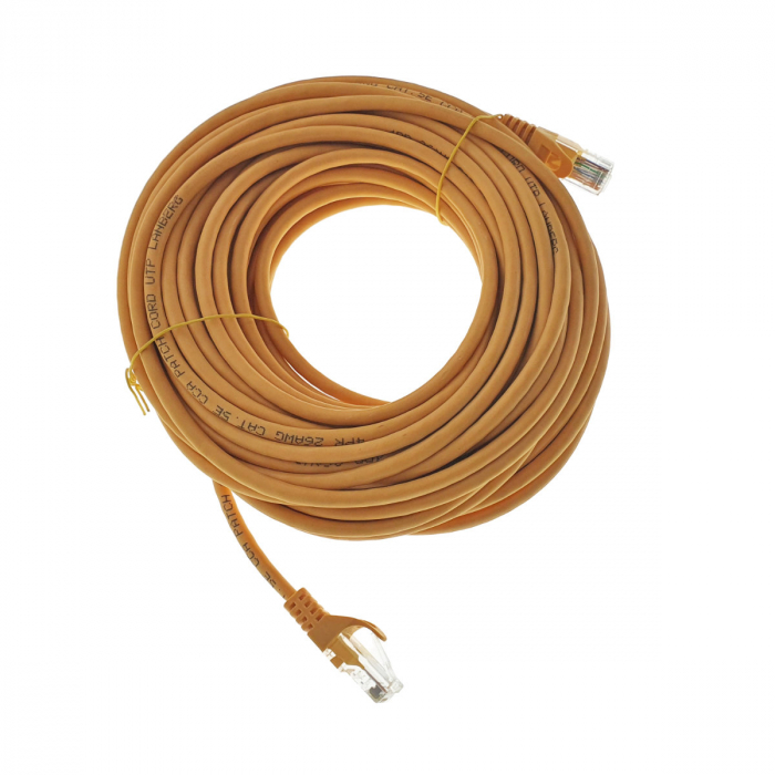 Cablu UTP, Lanberg 42281, cat.5e, mufat 2xRJ45, lungime 15m, AWG 26, 100 MHz, de legatura retea, ethernet, portocaliu [4]