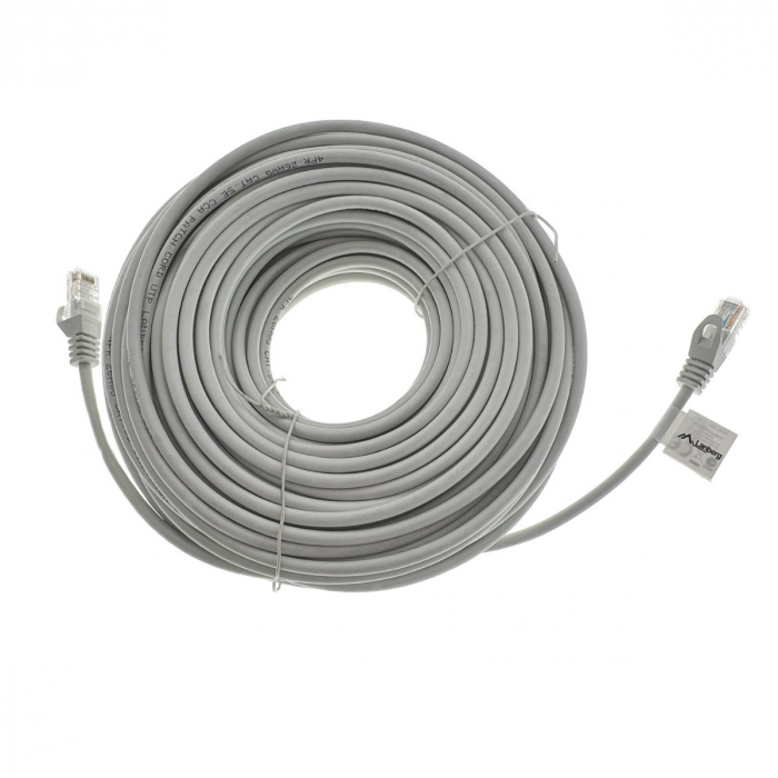 Cablu UTP, Lanberg 42781, cat.5e, mufat 2xRJ45, lungime 30m, AWG 26, 100 MHz, de legatura retea, ethernet, gri [4]