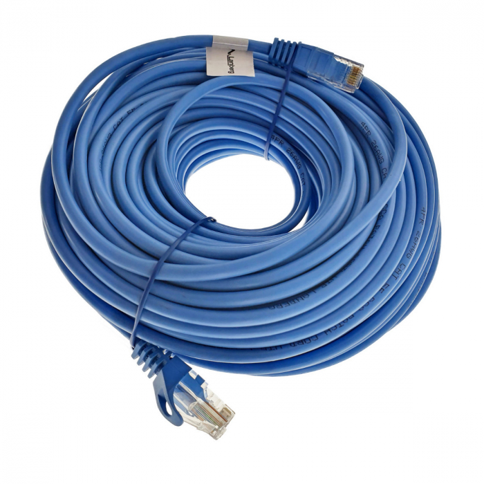 Cablu UTP, Lanberg 42782, cat 5e, mufat 2xRJ45, lungime 30m, AWG 26, 100 MHz, de legatura retea, ethernet, albastru [4]