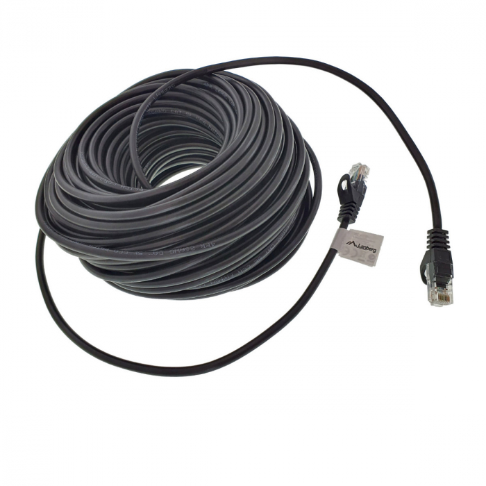 Cablu UTP, Lanberg 42785, cat 5e, mufat 2xRJ45, lungime 30m, AWG 26, 100 MHz, de legatura retea, ethernet, negru [4]