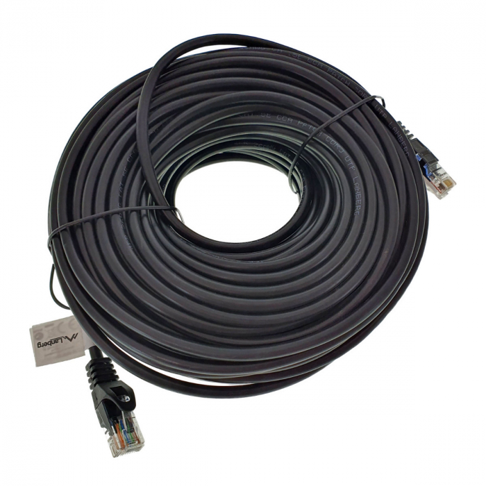 Cablu UTP, Lanberg 42785, cat 5e, mufat 2xRJ45, lungime 30m, AWG 26, 100 MHz, de legatura retea, ethernet, negru [5]