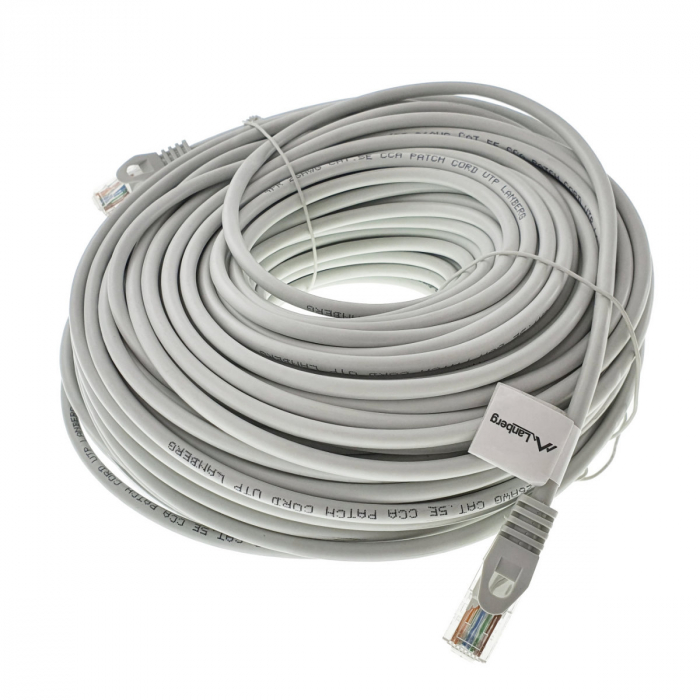 Cablu UTP, Lanberg 42805, cat.5e, mufat 2xRJ45, lungime 50m, AWG 26, 100 MHz, de legatura retea, ethernet, gri [4]