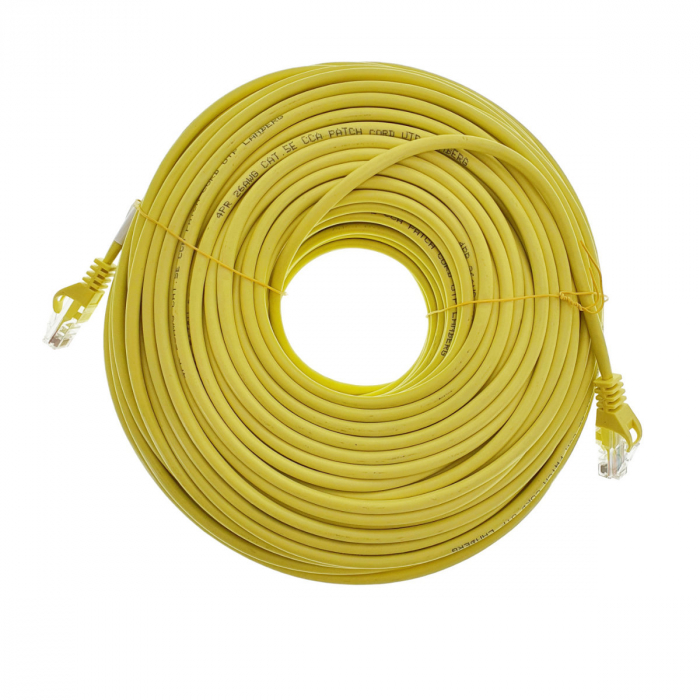 Cablu UTP, Lanberg 42807, cat 5e, mufat 2xRJ45, lungime 50m, AWG 26, 100 MHz, de legatura retea, ethernet, galben [2]