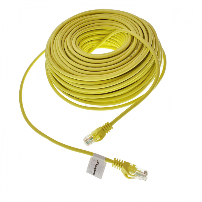 Cablu UTP, Lanberg 42807, cat 5e, mufat 2xRJ45, lungime 50m, AWG 26, 100 MHz, de legatura retea, ethernet, galben [4]