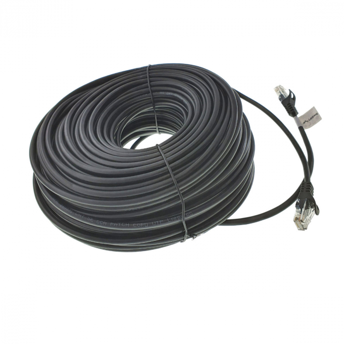Cablu UTP, Lanberg 42809, cat.5e, mufat 2xRJ45, lungime 50m, AWG 26, 100 MHz, de legatura retea, ethernet, negru [3]