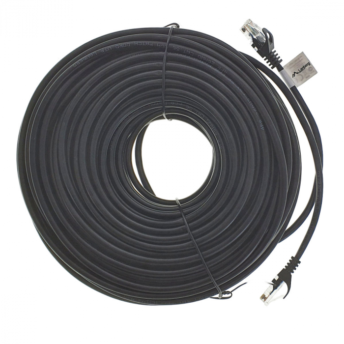 Cablu UTP, Lanberg 42809, cat.5e, mufat 2xRJ45, lungime 50m, AWG 26, 100 MHz, de legatura retea, ethernet, negru [5]