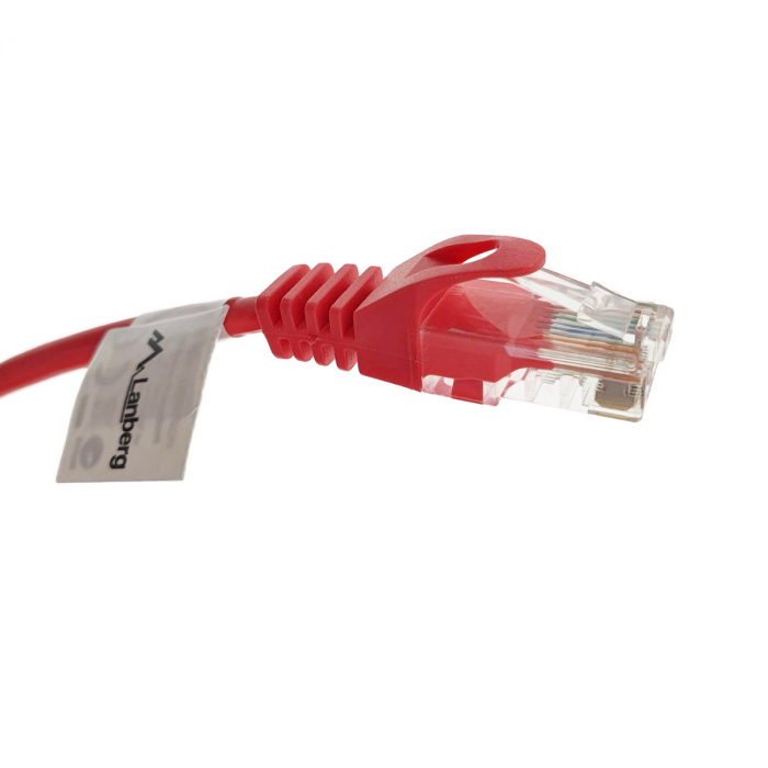 Cablu UTP, Lanberg 42810, cat 5e, mufat 2xRJ45, lungime 50m, AWG 26, 100 MHz, de legatura retea, ethernet, rosu [5]