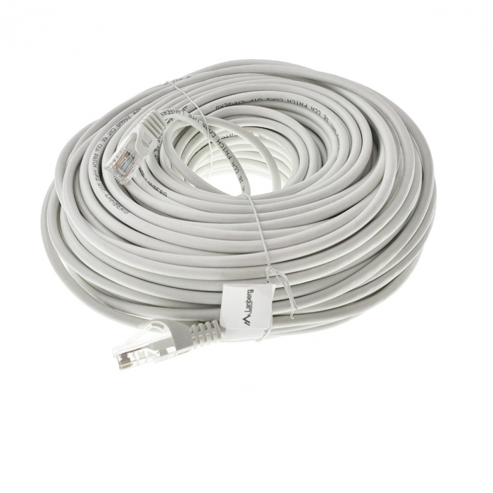 Cablu UTP, Lanberg 42811, cat.5e, mufat 2xRJ45, lungime 50m, AWG 26, 100 MHz, de legatura retea, ethernet, alb [1]