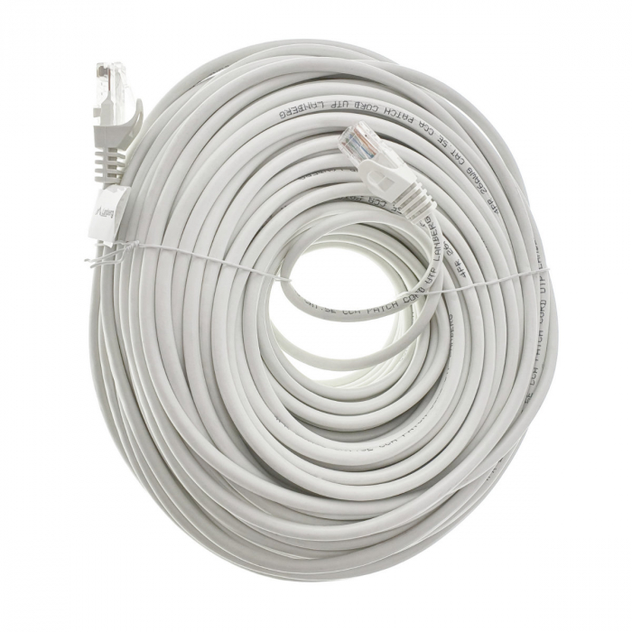 Cablu UTP, Lanberg 42811, cat.5e, mufat 2xRJ45, lungime 50m, AWG 26, 100 MHz, de legatura retea, ethernet, alb [2]