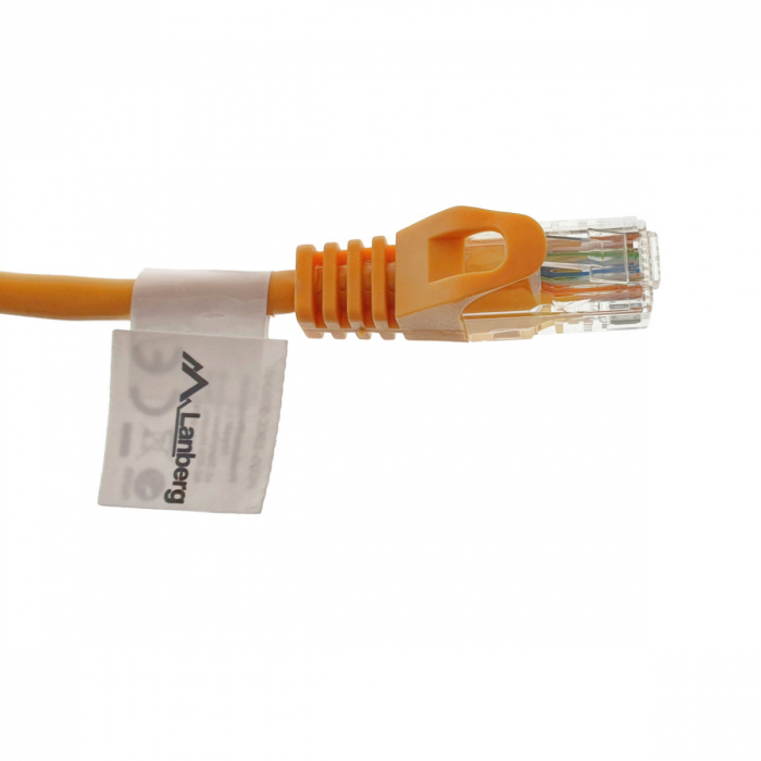 Cablu UTP, Lanberg 42812, cat 5e, mufat 2xRJ45, lungime 50m, AWG 26, 100 MHz, de legatura retea, ethernet, portocaliu [3]