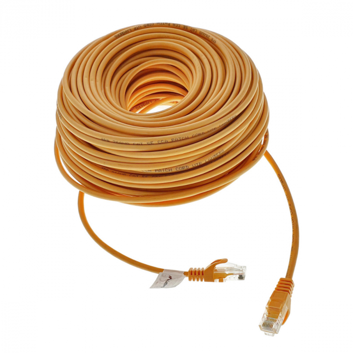 Cablu UTP, Lanberg 42812, cat 5e, mufat 2xRJ45, lungime 50m, AWG 26, 100 MHz, de legatura retea, ethernet, portocaliu [2]