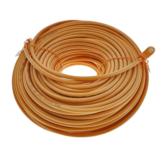 Cablu UTP, Lanberg 42812, cat 5e, mufat 2xRJ45, lungime 50m, AWG 26, 100 MHz, de legatura retea, ethernet, portocaliu [4]